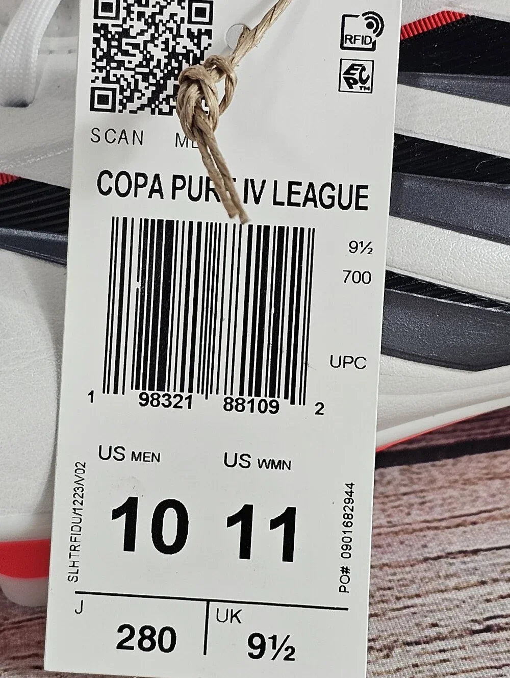 ADIDAS COPA PURE IV League Men White Lucid Red Soccer Cleats JQ0484 Size 10 NWOB